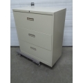 Beige 3 Drawer Lateral File Cabinet, Locking